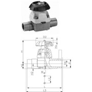 Мембранный клапан тип 315, PVC-U С патрубками для клеевого соединения, метрическими