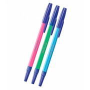 Ручка шариковая 049, синяя, 1 мм, флуоресц. корп., (СТАММ) фото