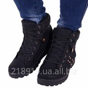 Ботинки-сникерсы зимние черные 8301 скл фото