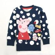 Одежда для девочек New 2014 Casual dress Peppa pig clothing child polka dot sweatshirt pullover pink pig 100% cotton baby girls long sleeve t shirt, код 1715364927
