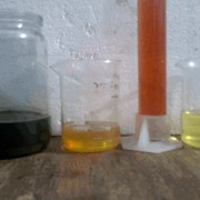 Пиролизная жидкость до и после регенерации (фильтрации) - результат очистки за один прогон, после очистки нет у пиролизной жидкости характерного едкого аромата, более чем в три раза уменьшилась концентрация серы и непридельных углеводородов фото
