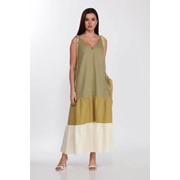 Льняное летнее платье-сарафан трехцветное C1179.02 42-50 фото