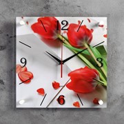 Часы настенные, серия: Цветы, “Тюльпаны“, 35х35 см, микс фото