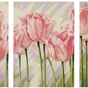Схема-заготовка для полной вышивки бисером, триптих Нежные тюльпаны