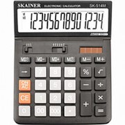 Калькулятор настольный Skainer SK-714M 14-разрядов, двойное питание, металл, чёрный