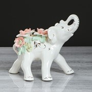 Статуэтка “Слон“, белая, цветная лепка, керамика, 18 см, микс фото