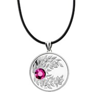 Монета-подвеска с пурпурным кристаллом Гранат, серебро
