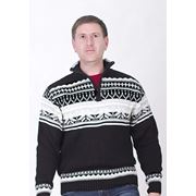 Мужской теплый свитер на короткой молнии оформленный скандинавскими узорами MWSkan 02-L фото