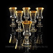 Бокал для вина/воды, набор 6 шт, хрусталь/декор золото 24К CREMONA фото