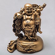 Статуэтка позолоченная Будда на мешке 26 см фото