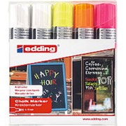 edding Набор маркеров меловых edding 4090, смываемые, скошенный наконечник, 4-15 мм, 5 цветов фотография