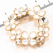 Брошь ''Круг — цветочки'' с камнями разного размера, (4 см) 222148(5) фото