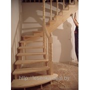Сосновая лестница с расширенным входом фото