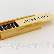 Домино настольная игра в деревянной коробке (кости-3,8см, р-р коробки 14,8x5x3см) фото