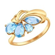 Кольцо из золота с голубыми топазами (714630) фото