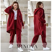 Теплый спортивный костюм женский марсала из трехнити на флисе (6 цветов) ЮР/-72319 фото