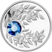 Монета с благородно-синим кристаллом Сапфир, серебро