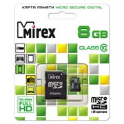 Карта памяти microSDHC с адаптером MIREX 8 GB class 10