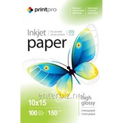 Фотобумага PrintPro глянцевая 150g/m2, А4, 100л (PGE150100A4), код 41702 фотография