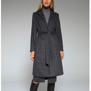Пальто шерстяное брендовое серое с поясом L 70000 р. 42-48 фото