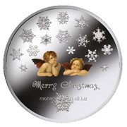 Счастливого Рождества! (Ангелы со снежинками) Серебряная монета 17.5 г фото