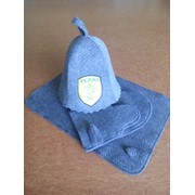 Комплект для лазні шапка “УКРОП“+килимок+рукавиця (сірий) фото