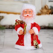 Дед Мороз “Красная шубка, с колокольчиком“ двигается, 17,5 см фотография