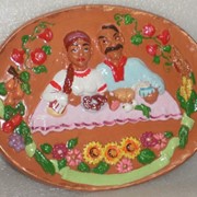 Сувенир украинский лепная тарелка пара фото