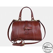 Женская кожаная сумка-саквояж “Мадлен“ (коньяк) фото