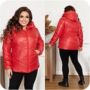 Демисезонная куртка женская красная больших размеров (6 цветов) НФ/-16215 фотография