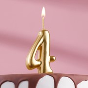 Свеча для торта цифра “Золотая“ цифра “4“ фото