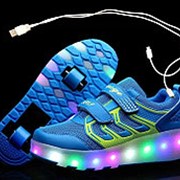 Светящиеся роликовые кроссовки в сетку Новинка + USB зарядка фото