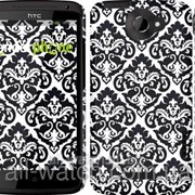Чехол на HTC One X+ Черно-белый узор барокко “1704c-69“ фотография