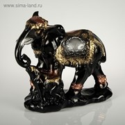 Копилка "Слоны семья", глянец, чёрная, 26 см
