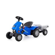 Педальная машина для детей Turbo-2, с полуприцепом, цвет синий фото