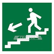 Знак Направление к эвак. выходу по лестнице вниз (левосторонний) (Пленка 200х200) фотография
