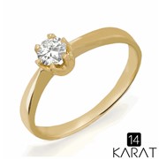Золотое кольцо с бриллиантом 0,25 карат (Код: 13041) фото