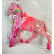 Лошадка с длинными волосами 20 см розовая фото