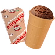 Мороженое Пломбир шоколадный в вафельном стаканчике