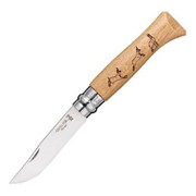 Нож Opinel №8 Animalia, нержавеющая сталь, рукоять дуб, гравировка серна фото