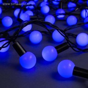 Гирлянда “Нить“ 10 м с насадками “Шарики 2.5 см“, IP44, тёмная нить, 100 LED, свечение синее, 8 режимов, 220 В фото