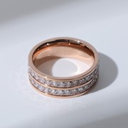 Кольцо 'Прелесть' две дорожки, цвет белый в розовом золоте, размер 16 фото