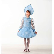 Карнавальный костюм Снегурочка велюр голубая размер 28 фото