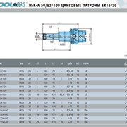 Цанговый патрон ER16/20 HSK-A 50/63/100 фото