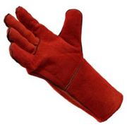 Перчатки сварщика пятипалые спилковые утепленные краги красные ТРЕК фото