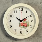 Часы настенные круглые“Розы“, белый обод, 23х23 см Рубин фото