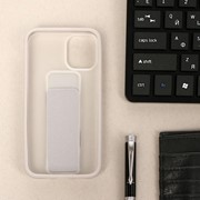 Чехол LuazON для iPhone 12 mini, с ремешком-подставкой, пластиковый, серый фото