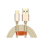 Дата-кабель TOPK Denim Braided Wire USB 2.0 AM/ Micro USB 5V/ 2.4A Золотой фото