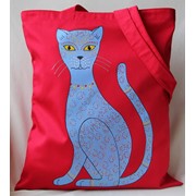 Сумка-торбочка “Кошка“ для покупок, материал саржа, авторский рисунок фотография