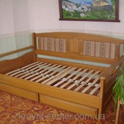 Деревянный диван - кровать Орфей - 2 с мягкими вставками (190/200*120) массив - сосна, ольха, дуб фото